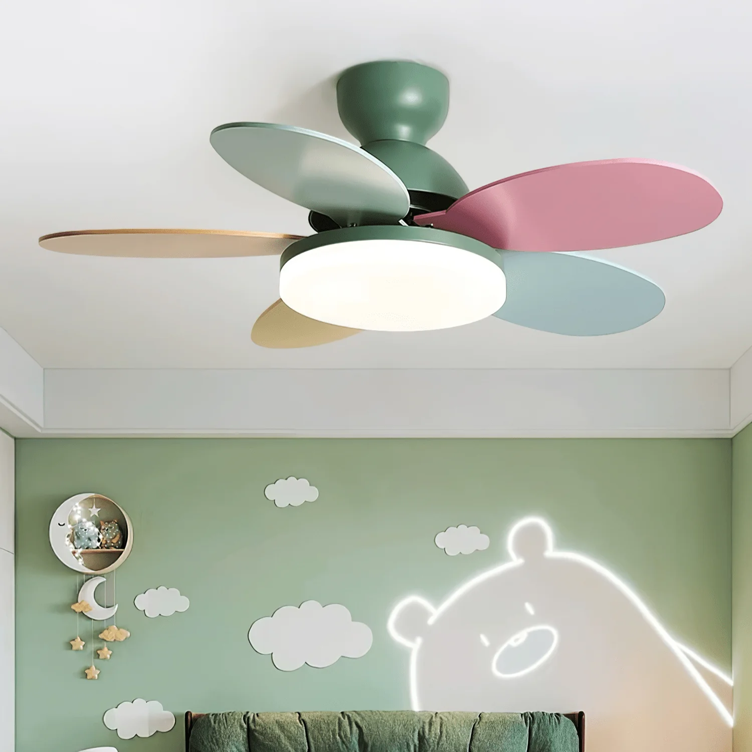 Aurelium – Moderne Plafondventilator Met LED Verlichting En Multicolor Bladen - Image 13