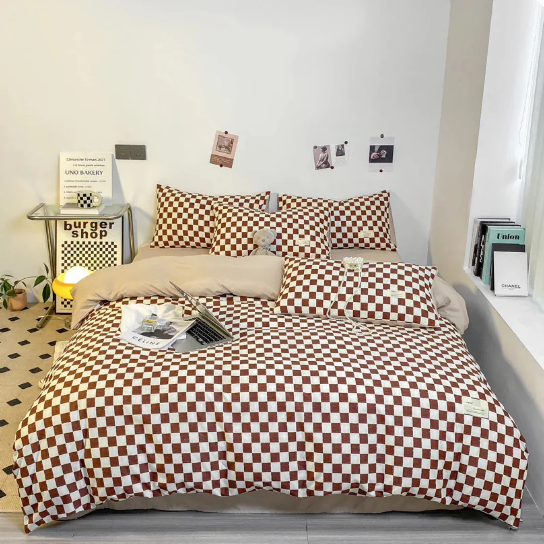 Cashu - Luxe Bedovertrek Met Geblokt Patroon - Image 3