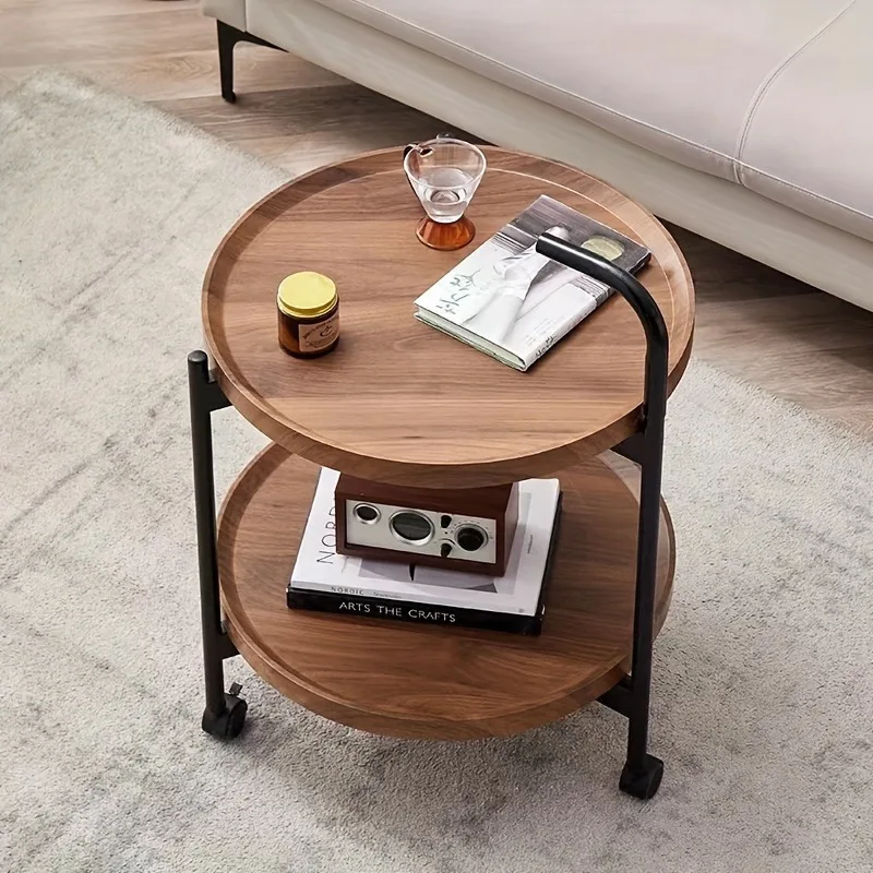 Floravelle - Tweelaags Houten Bijzettafel met Wieltjes - Image 3