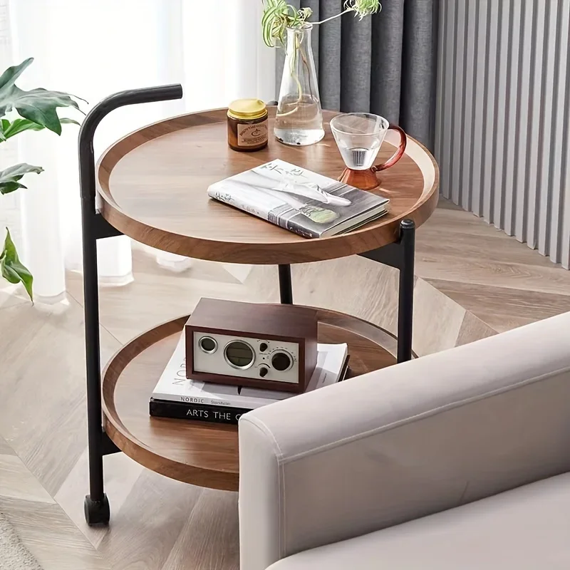 Floravelle - Tweelaags Houten Bijzettafel met Wieltjes - Image 4