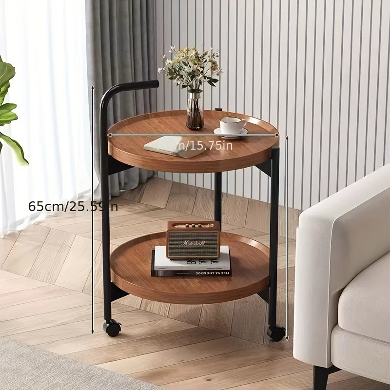 Floravelle - Tweelaags Houten Bijzettafel met Wieltjes - Image 8