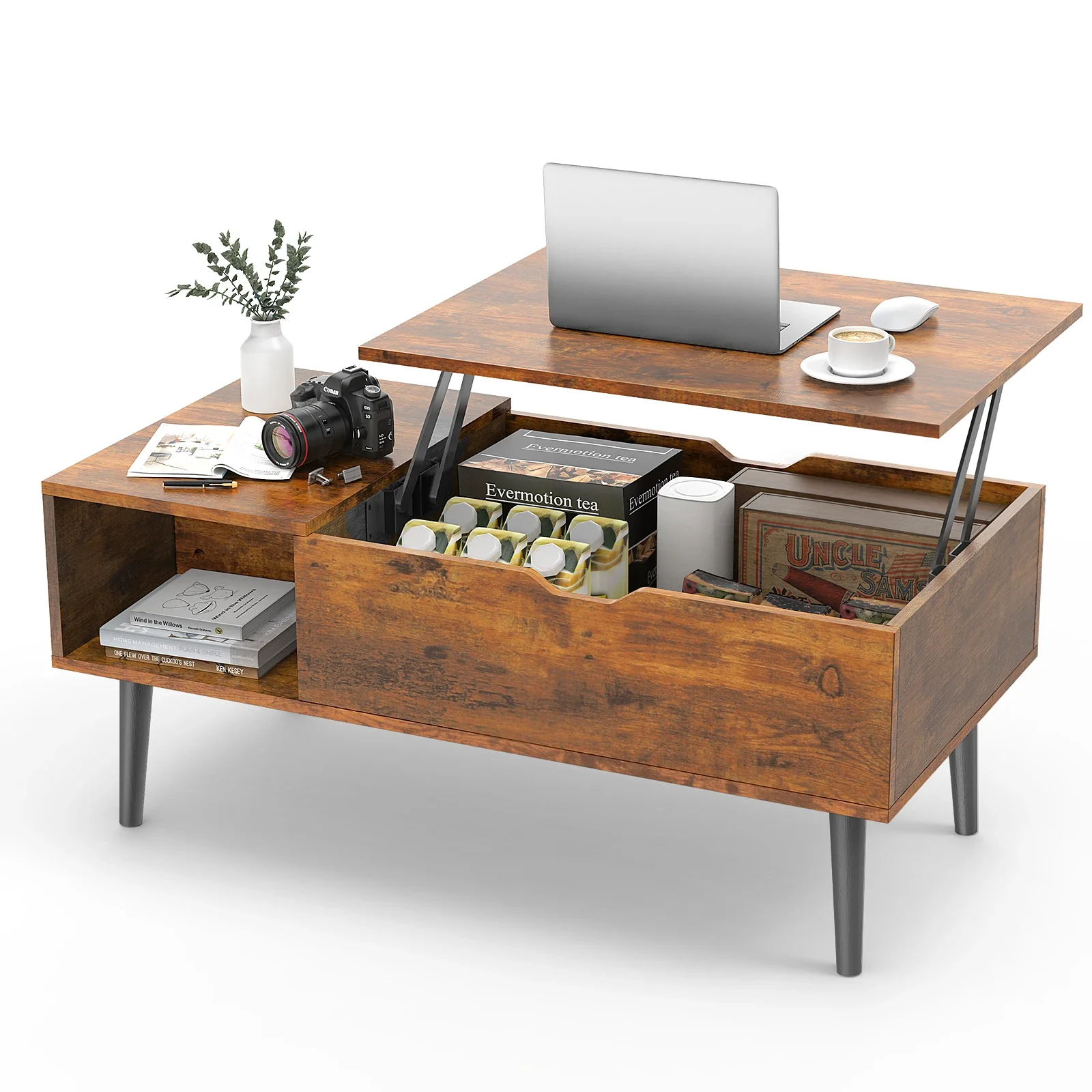 Liffan - Lift Top Salontafel Verstelbaar Met Opbergrek - Image 2