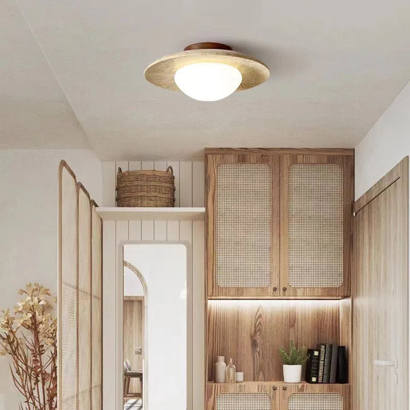 Lyonea - Minimalistische Travertin LED Plafondlamp