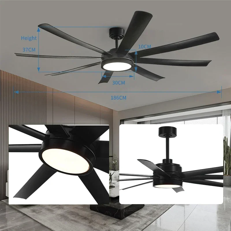 Miralum - Zwarte Plafondventilator Met Licht 72 Inch - Image 5