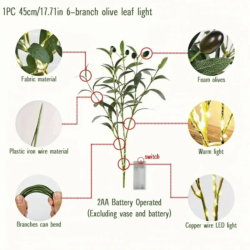 Norellia – LED Olijftakken Sfeerverlichting op Batterij - Image 6