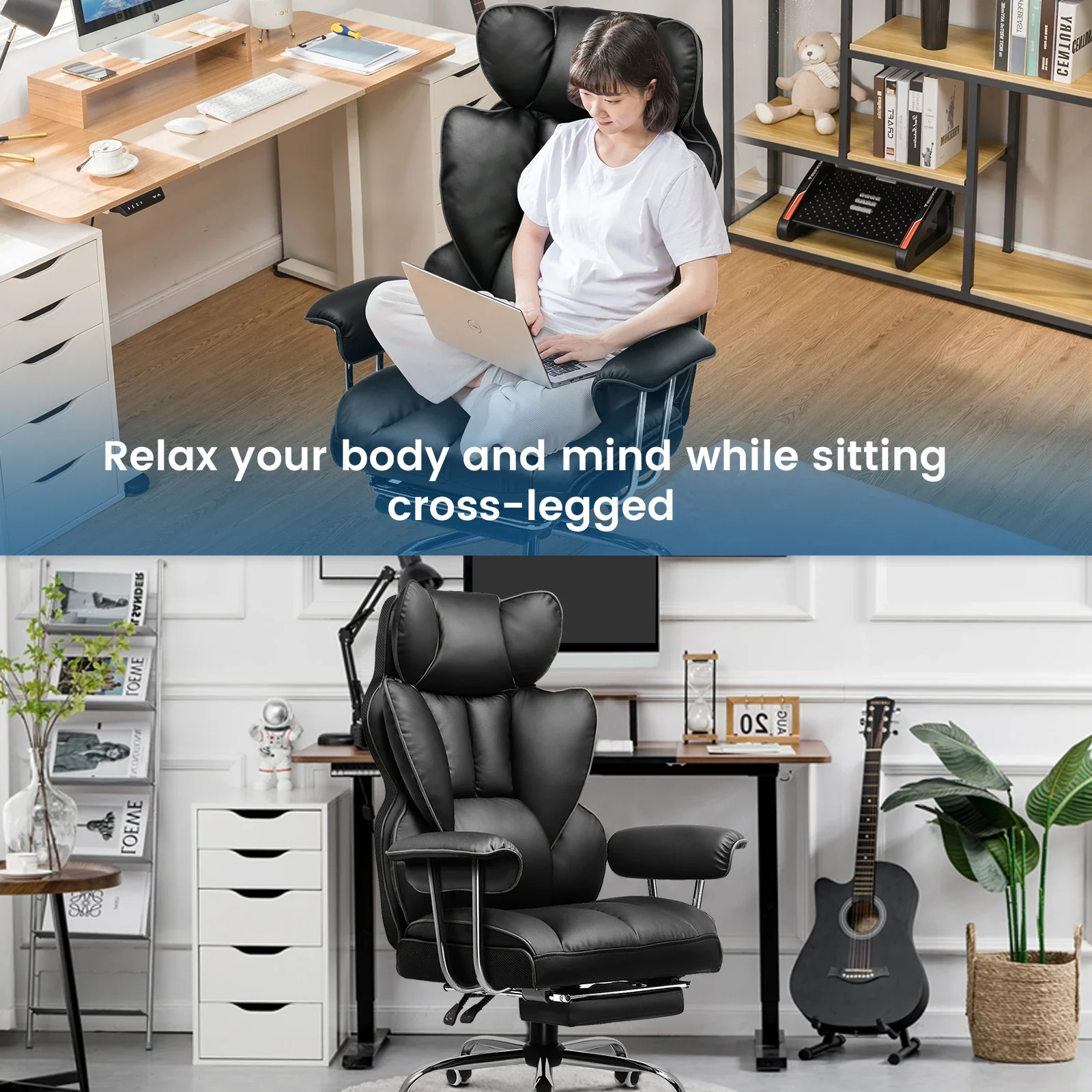 Valona - Ergonomische Stoffen Gamingstoelen met Voetsteun en Verend Zitkussen - Image 2