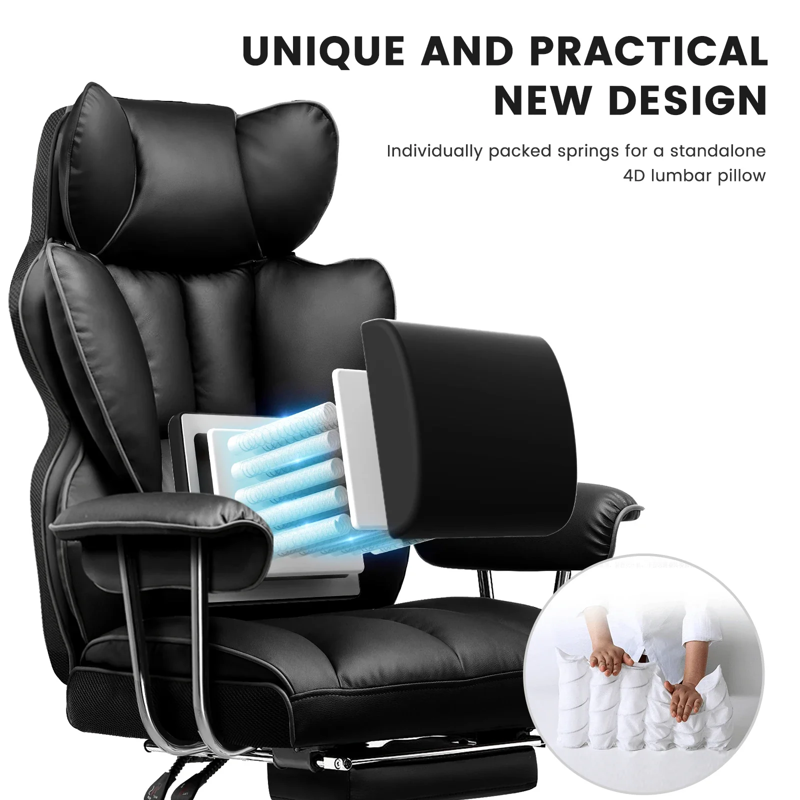 Valona - Ergonomische Stoffen Gamingstoelen met Voetsteun en Verend Zitkussen - Image 5