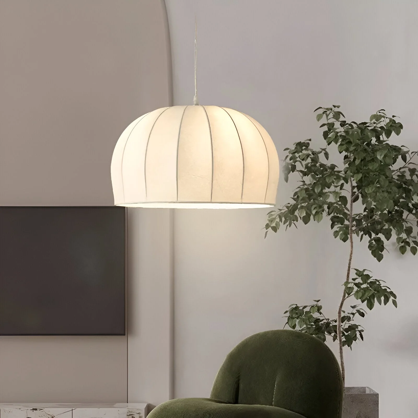 Yumèra - Japandi Moderne Handgemaakte Zijde Hanglamp - Image 11