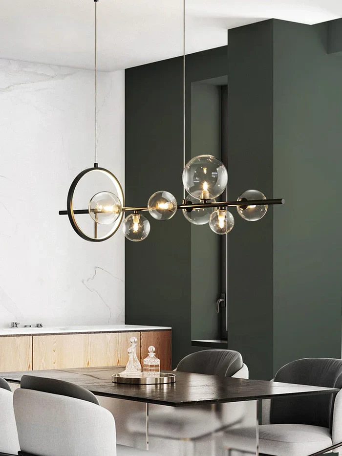 Zafiora – Lineaire LED Kroonluchter Met Glazen Bollen - Image 10