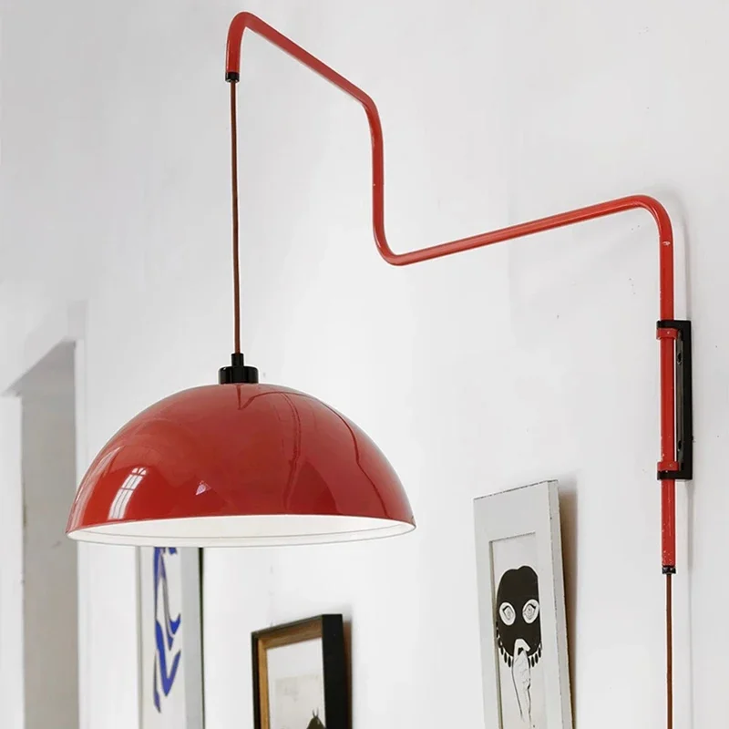 Zarvelio – Vintage Rode Wandlamp Met Lange Arm E27 - Image 5